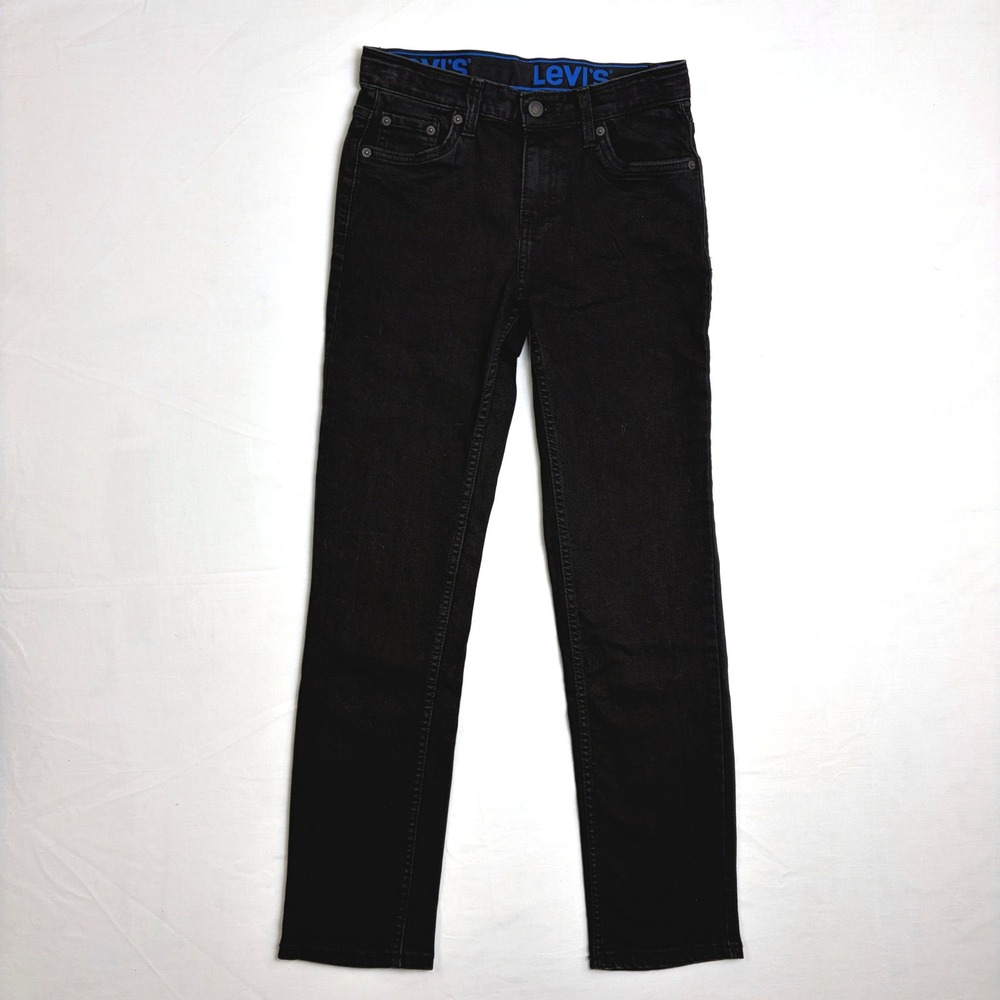 Levis 502 Regular Taper Boys Jeans Black Size 14 Reg 28x28 Adjustable Waist - Picture 1 of 9